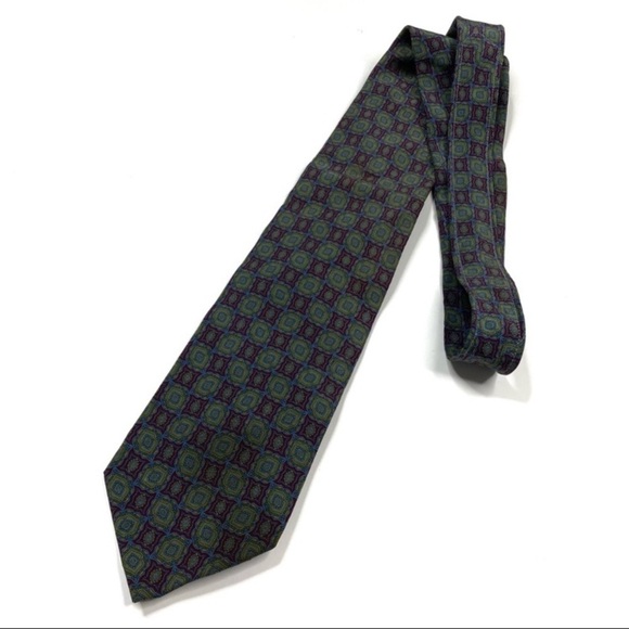 3/$30 George Kent | Vintage Green/Maroon Silk Necktie - Picture 1 of 6